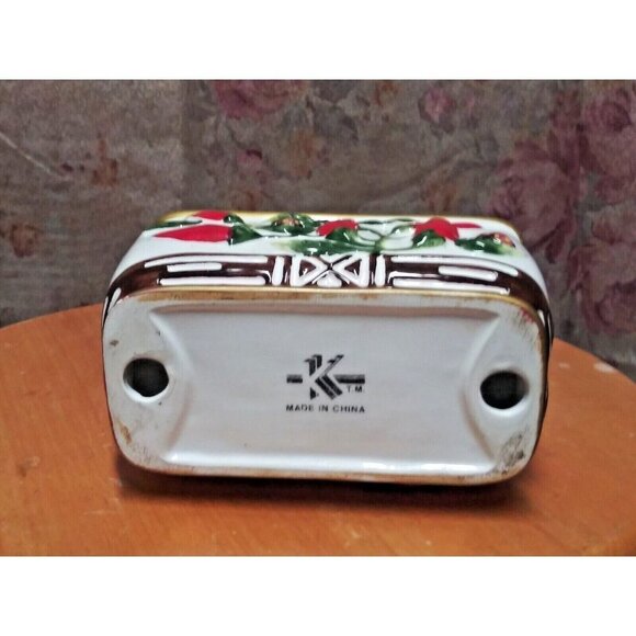 Vintage ceramic Napkin Holder red pepper red chillies embossed Unique Rare EUC - Picture 6 of 7